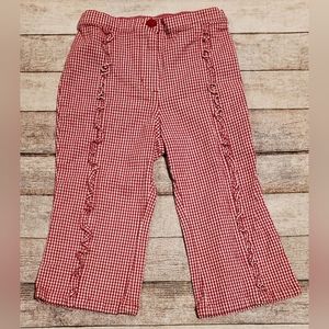 Janie & Jack Peace on Earth Red & White Gingham Pant Girls Size 18-24M